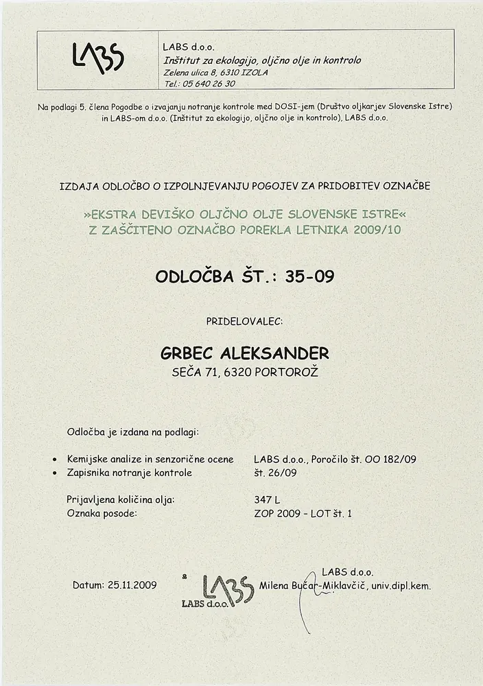 Odločba ZOP Slovenska Istra 2009/10